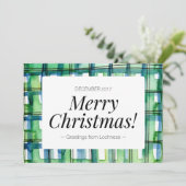 Groene Waterverf Pset Merry-kerstkaart Feestdagenkaart (Staand voorkant)