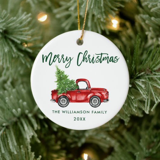 Groene Waterverf  rood voetstuk penseel Keramisch Ornament (Boom)