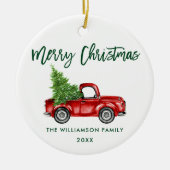 Groene Waterverf  rood voetstuk penseel Keramisch Ornament (Voorkant)