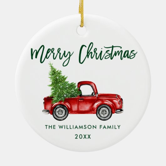 Groene Waterverf  rood voetstuk penseel Keramisch Ornament (Achterkant)