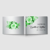 Groene Waterverf Rozen op Silver Wedding Gastenboek (Volledig)