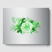 Groene Waterverf Rozen op Silver Wedding Gastenboek (Achterkant)