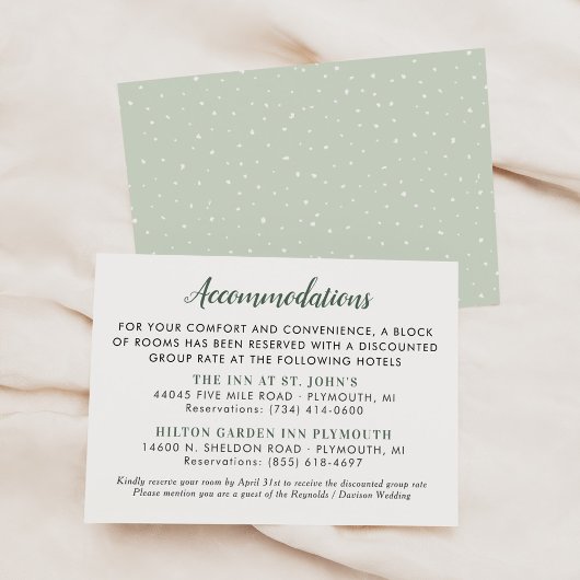 Groene Waterverf Rustic Wedding Accommodations Informatiekaartje