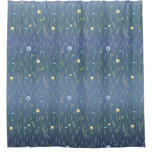 Groene Waterverf Rustieke Botanische Bloembloem Douchegordijn (Voorkant)