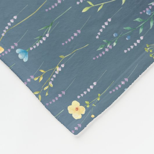 Groene Waterverf Rustieke Botanische Bloembloem Fleece Deken (Hoek)