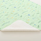 Groene Waterverf Rustieke Botanische Bloembloem Sherpa Deken (3/4)