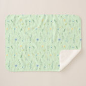 Groene Waterverf Rustieke Botanische Bloembloem Sherpa Deken (Voorkant (horizontaal))