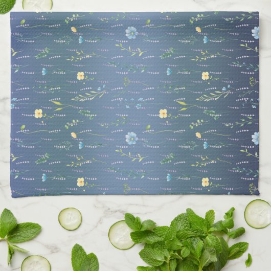 Groene Waterverf Rustieke Botanische Bloembloem Theedoek (Gevouwen)