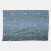 Groene Waterverf Rustieke Botanische Bloembloem Theedoek (Horizontaal)