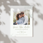 Groene Waterverf Save the Date Fotobruiloft Kaart