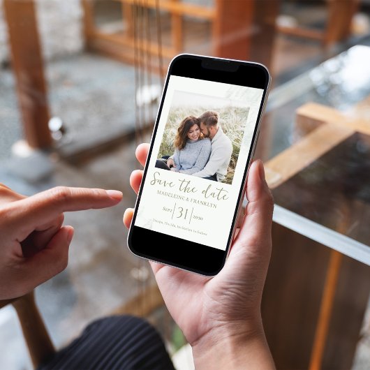 Groene Waterverf Save the Date Fotobruiloft Kaart