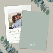 Groene Waterverf Save the Date Fotobruiloft Kaart