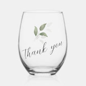 Groene Waterverf Script Dank u bruiloft Wijnglas Zonder Voet (Voorkant)