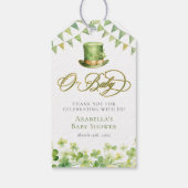Groene Waterverf Shamrock Baby shower Cadeaulabel (Achterkant)