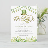 Groene Waterverf Shamrock Baby shower Kaart (Staand voorkant)