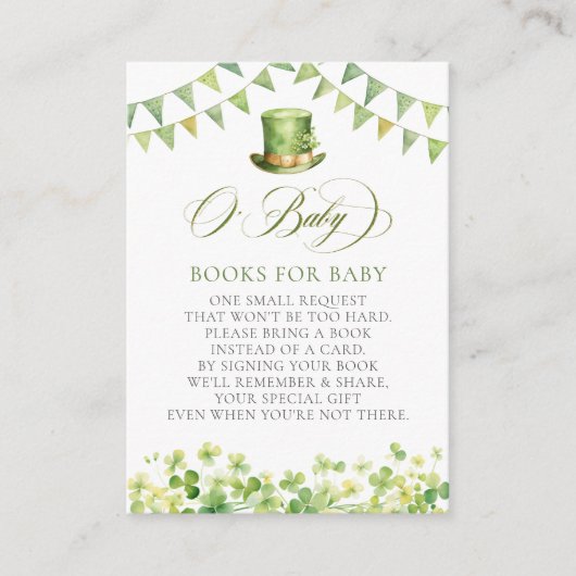 Groene Waterverf Shamrock Boeken voor Baby Informatiekaartje (Voorkant)