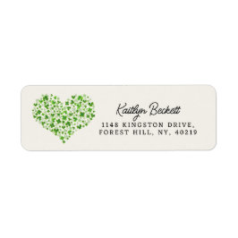 Groene Waterverf Shamrock Heart St. Patrick's Day Etiket