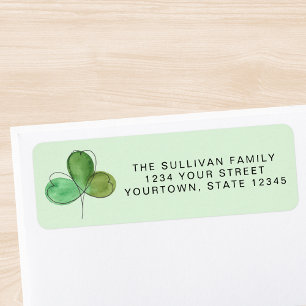 Groene Waterverf Shamrock retouradres Etiket
