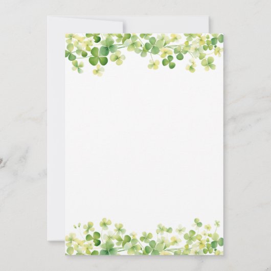 Groene Waterverf Shamrock St. Patrick's Day Feestj Kaart (Achterkant)
