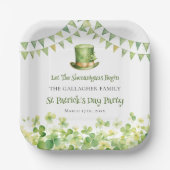 Groene Waterverf Shamrock St Patrick's Day Party Papieren Bordje (Voorkant)