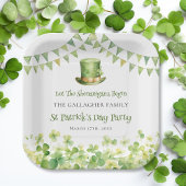 Groene Waterverf Shamrock St Patrick's Day Party Papieren Bordje