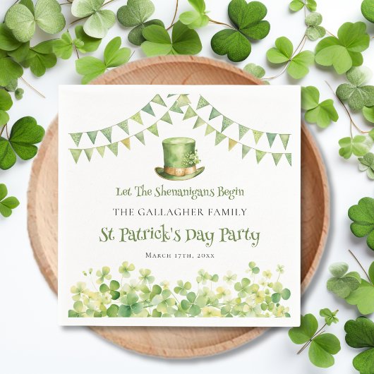 Groene Waterverf Shamrock St Patrick's Day Party Servet