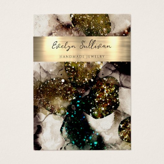 Groene waterverf sieraden display kaart (Voorkant)