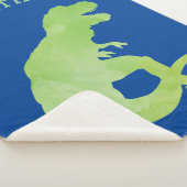 Groene Waterverf Silhouette Dinosaur Kinder Blue Sherpa Deken (3/4)