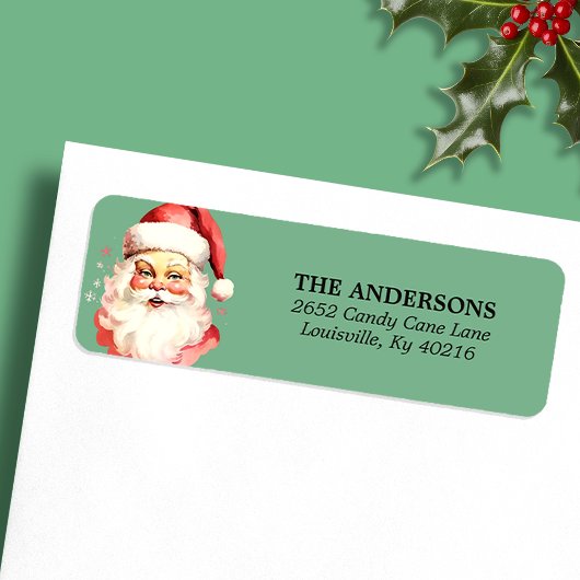Groene  Waterverf Sinterklaas Kerstmis Etiket