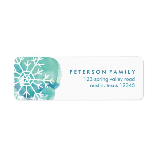 Groene Waterverf Snowflake Etiket (Voorkant)