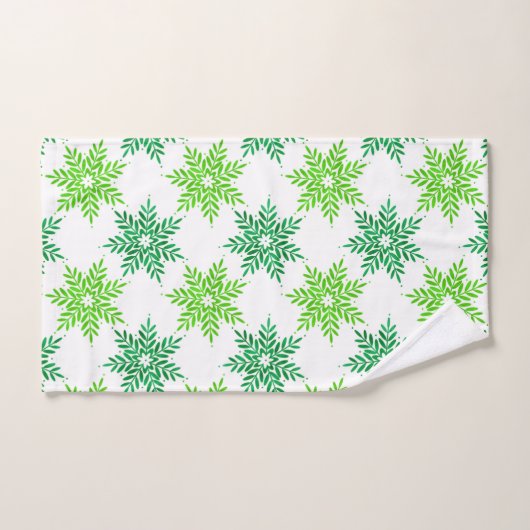 Groene Waterverf Snowflake Patroon Bad Handdoek (Handdoek)