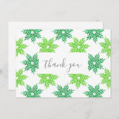 Groene Waterverf Snowflake Patroon Bedankkaart (Voorkant / Achterkant)