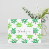 Groene Waterverf Snowflake Patroon Bedankkaart (Staand voorkant)