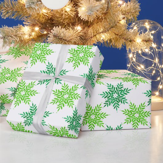 Groene Waterverf Snowflake Patroon Cadeaupapier (Feestdagen)