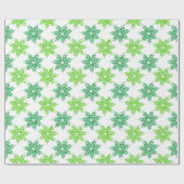 Groene Waterverf Snowflake Patroon Cadeaupapier (Vlak)