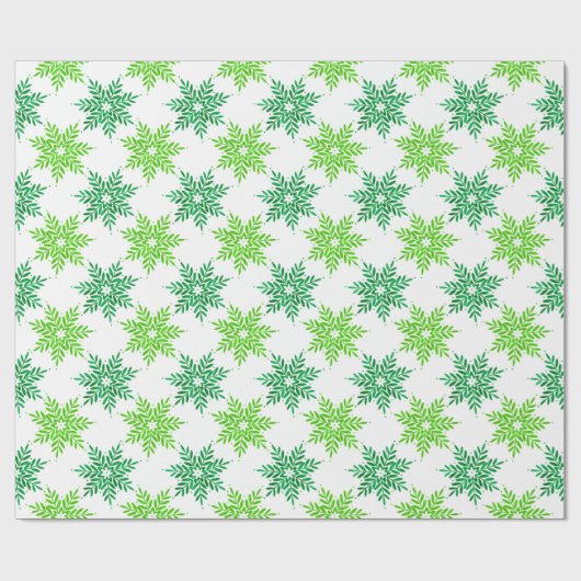 Groene Waterverf Snowflake Patroon Cadeaupapier (Vlak)