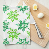 Groene Waterverf Snowflake Patroon Theedoek (Quarter Fold)