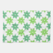 Groene Waterverf Snowflake Patroon Theedoek (Horizontaal)