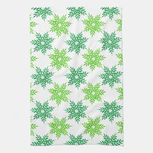 Groene Waterverf Snowflake Patroon Theedoek (Verticaal)