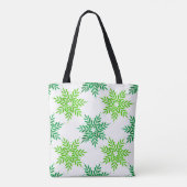 Groene Waterverf Snowflake Patroon Tote Bag (Achterkant)