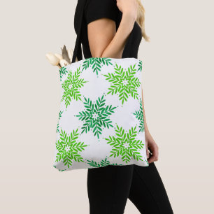 Groene Waterverf Snowflake Patroon Tote Bag