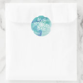 Groene Waterverf Snowflake Ronde Sticker (Tas)
