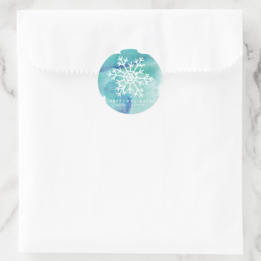 Groene Waterverf Snowflake Ronde Sticker (Tas)