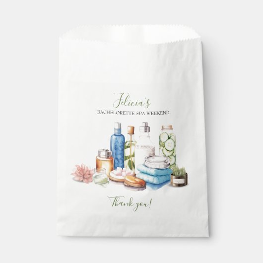 Groene Waterverf Spa en Wellness Bachelorette Bedankzakje (Voorkant)