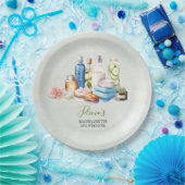 Groene Waterverf Spa en Wellness Bachelorette Papieren Bordje (Feest)