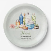 Groene Waterverf Spa en Wellness Bachelorette Papieren Bordje (Voorkant)