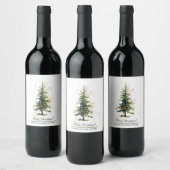 Groene Waterverf Spruce Merry Christmas White Wijn Etiket (Flessen)