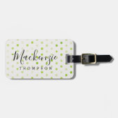 Groene Waterverf Stippen Monogram Bagagelabel (Voorkant horizontaal)