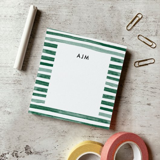 Groene waterverf strepen monogram post-it® notes