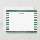 Groene Waterverf Stripe Bedankt Opmerking Kaart (Voorkant)